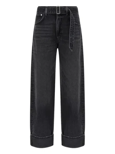 Agolde Belted Jeans With Cuffs In Black