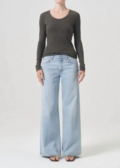 Agolde Bernice Scoop Neck Long Sleeve Rib T-shirt In Crocodile