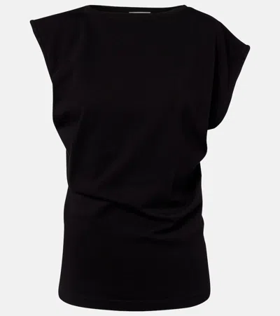 Agolde Beth Asymmetric Cotton Jersey T-shirt In Black