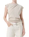 Agolde Beth Draped Organic Cotton-jersey T-shirt In Neutral