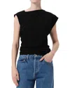 Agolde Beth Asymmetric Tee In Black