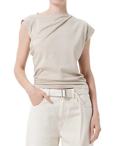 Agolde Beth Draped Organic Cotton-jersey T-shirt In Brown