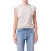 Agolde Beth Draped Organic Cotton-jersey T-shirt In Multi