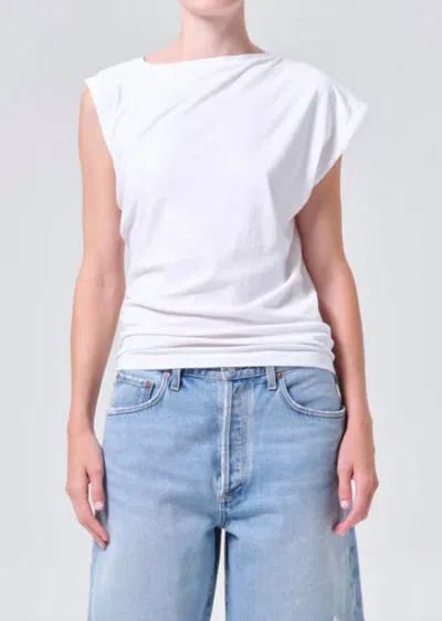 AGOLDE BETH CAP SLEEVE TEE IN WHITE