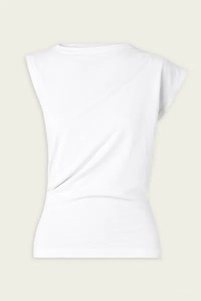 Agolde Beth Draped Organic-cotton Jersey T-shirt In White