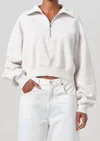 Agolde Off-white Bethan Quarter Zip Sweatshirt