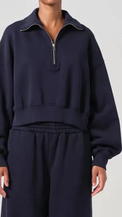 Agolde Bethan Quarter Zip Sweatshirt In Mirage In Blue