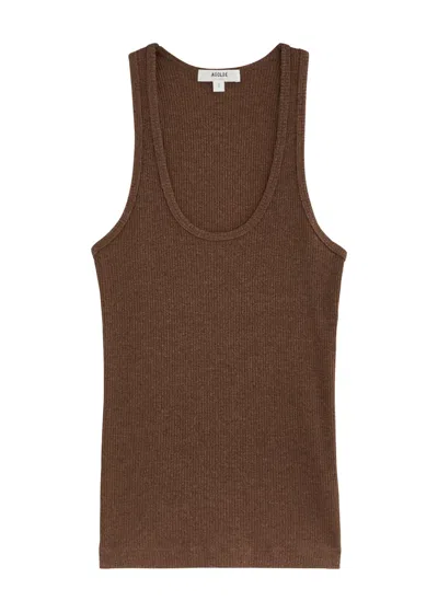 Agolde Bianca Ribbed-knit Tank In Brown