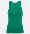 Agolde Bianca Ribbed-knit Tank Top In Green