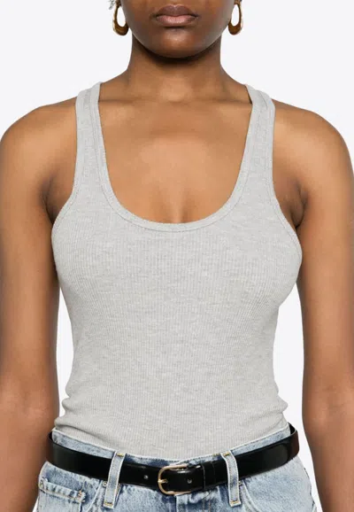 Agolde Bianca Ribbed Tank Top In Gray