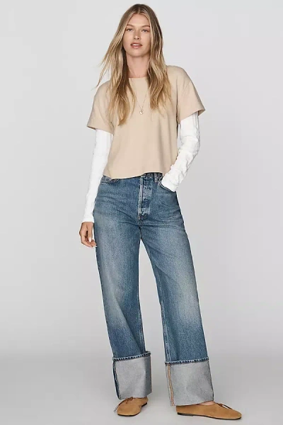 Agolde Big Cuff High-rise Wide-leg Jeans In Blue