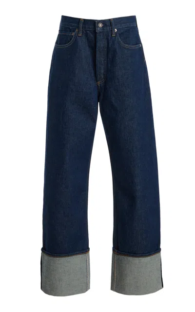Agolde Big Cuff Rigid High-rise Straight-leg Jeans In Dark Wash