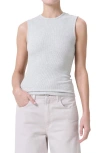Agolde Ribbed Texture Racerback Tank Top In Brushed Grey Heather