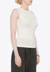 Agolde Ribbed Texture Racerback Tank Top In White