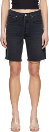 Agolde Riley High Rise Slim Leg Shorts In Vortex In Hitch (wsh Blk Cut)