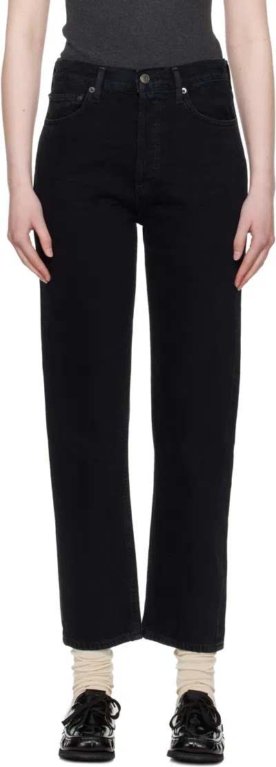Agolde Black 90s Pinch Waist High Rise Straight Jeans In Paradox