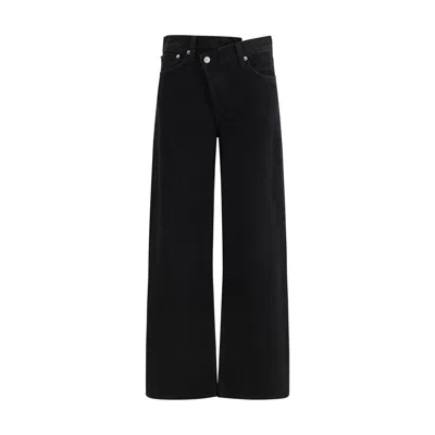 Agolde Arc Criss Cross Asymmetric Straight-leg Jeans In Black
