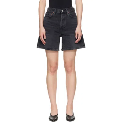 Agolde Dame High-waisted Denim Shorts In Black