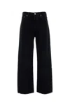 Agolde Crushed Denim Wide Leg Trousers In Black