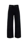 Agolde Crushed Denim Wide Leg Trousers In Black