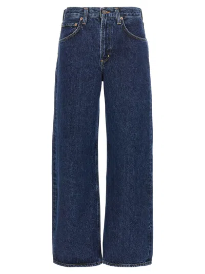 Agolde Black Denim Peculum Wide-leg Jeans In Blue