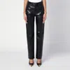 Agolde Arc Croc-embossed Faux Leather Pants In Black