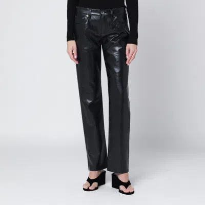 Agolde Faux Leather Low-rise Slim Straight Trousers In Animal Print