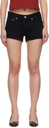Agolde Black Low-rise Parker Denim Shorts In Black