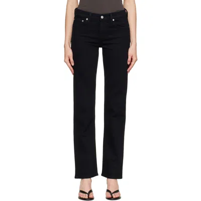 Agolde Black Low Rise Slim Jeans In Immersion (saturated