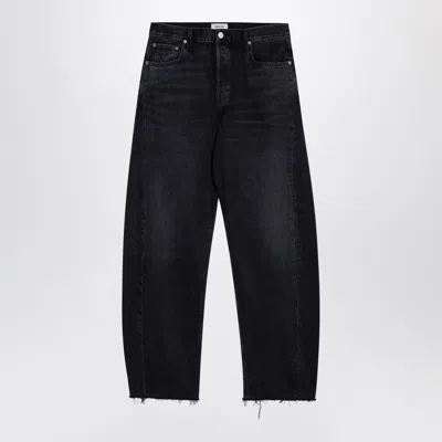 Agolde Luna Organic Denim Jeans With Frayed Hem In Black