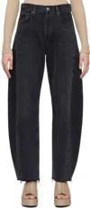 Agolde Luna Pieced High Waist Raw Hem Organic Cotton Barrel Jeans In Possess