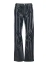 Agolde Black Pants With Belt Loops In Leather Blend Woman In Black