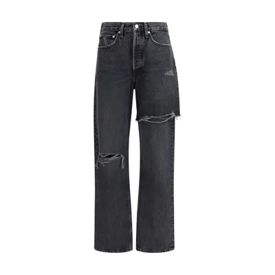 AGOLDE BLACK RECYCLED COTTON STRAIGHT-LEG JEANS