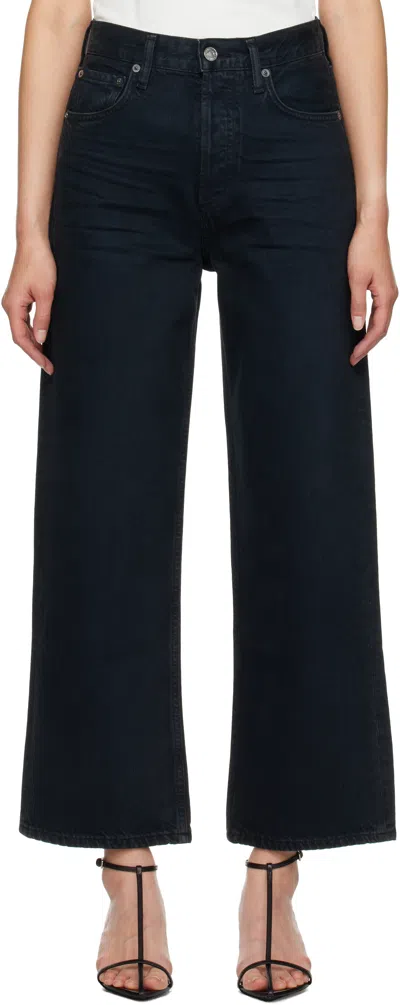Agolde Ren High-rise Cropped Straight Jeans In Black