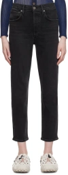 Agolde Black Riley Jeans In Panoramic (washed Bl