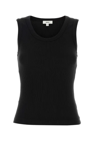 Agolde Black Stretch Cotton Blend Tank Top
