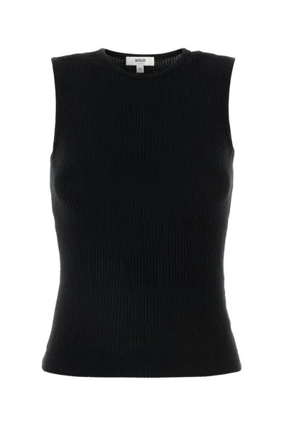 Agolde Black Stretch Lyocell Blend Binx Tank Top