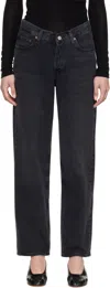 Agolde Annise Slim Crewneck Tee In Hitch (blk W/ Finish