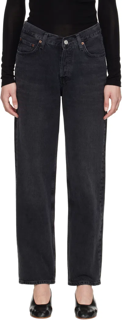AGOLDE BLACK V-WAIST BAGGY JEANS