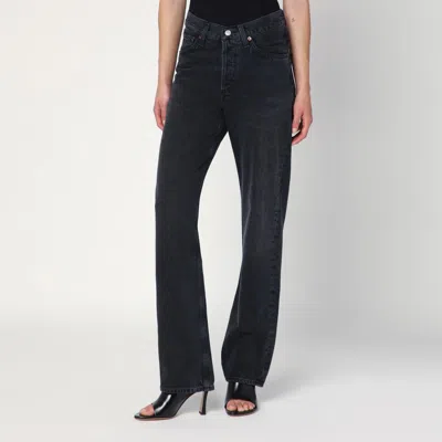 Agolde Black V-waist Kelly Jeans In Recycled Denim