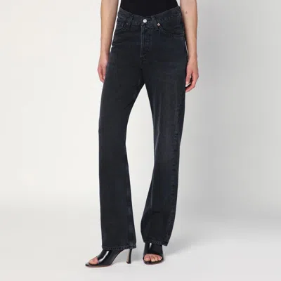 AGOLDE AGOLDE BLACK V-WAIST KELLY JEANS IN RECYCLED DENIM