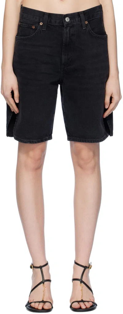 Agolde Stella Organic-cotton Shorts In Black