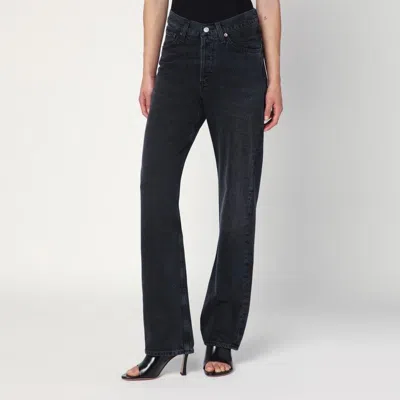 Agolde Black V-waist Kelly Jeans In Recycled Denim In Blue