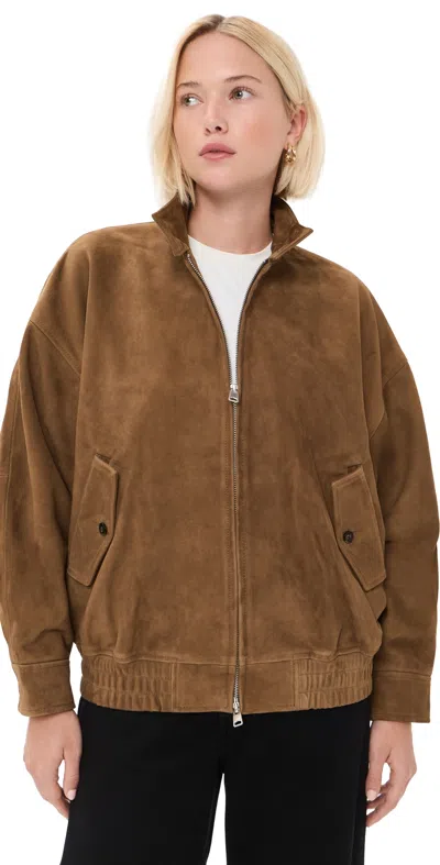 Agolde Blair Goatskin Suede Jacket Pecan