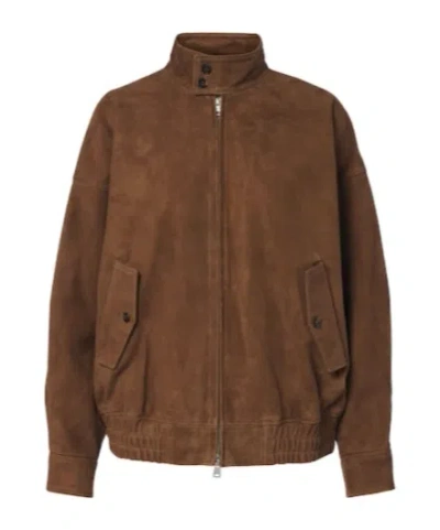 Agolde Blair Suede Blouson Jacket In Brown