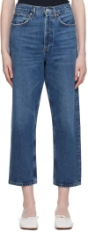 Agolde Blue 90's Crop Jeans In Range (dark Red Clea