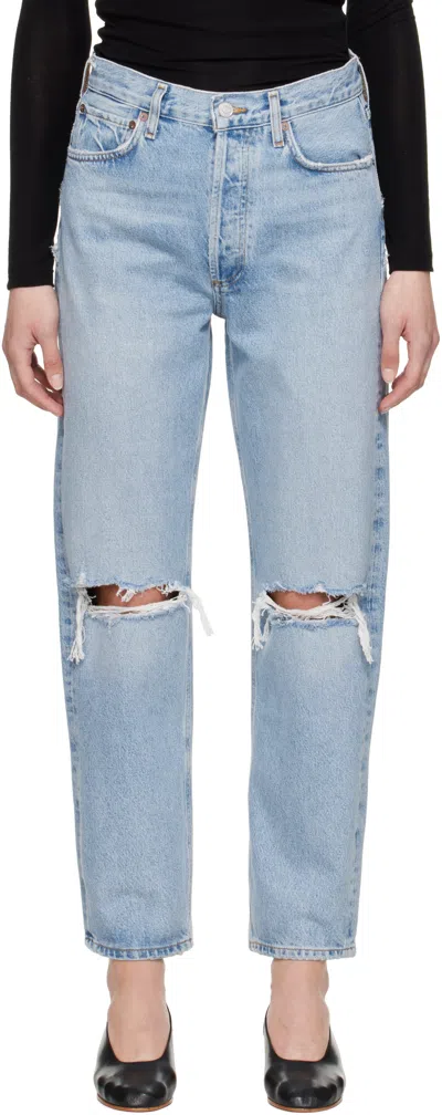 AGOLDE BLUE 90'S MID RISE LOOSE FIT JEANS