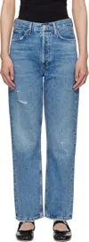 Agolde 90's Crop Mid Rise Straight Jeans In Shrine In Blue