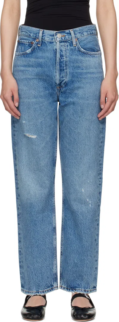 Agolde Blue 90's Mid Rise Straight Jeans