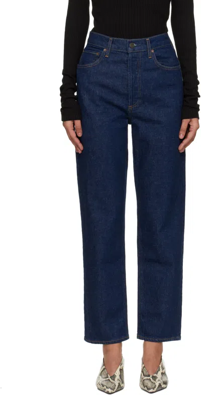 Agolde Blue 90's Pinch Waist Crop Comfort Stretch Jeans